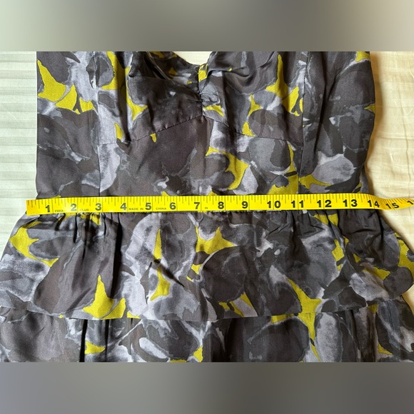 J. Crew•strapless silk mini dress•women’s 6•black/gray floral•peplum/ruffle - Picture 6 of 14
